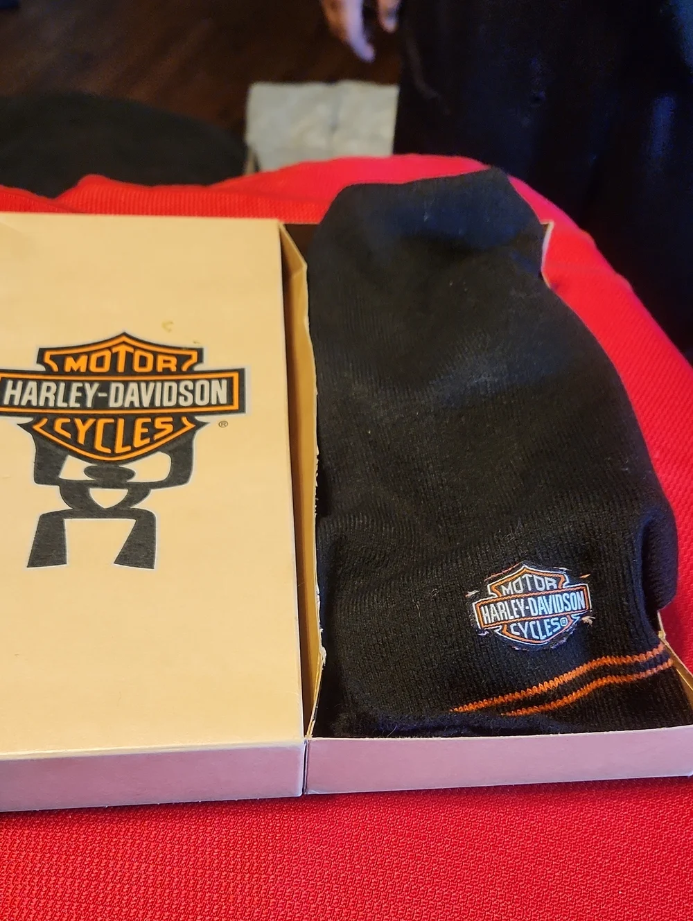 Harley-Davidson Black Crew Scarf with Orange Stripes